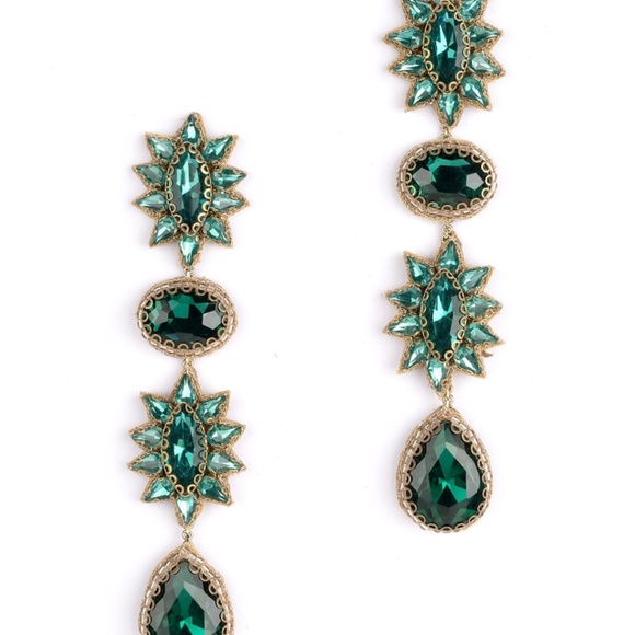 Deepa GurnaniAriella Earrings In Emerald - Picture 1 of 6